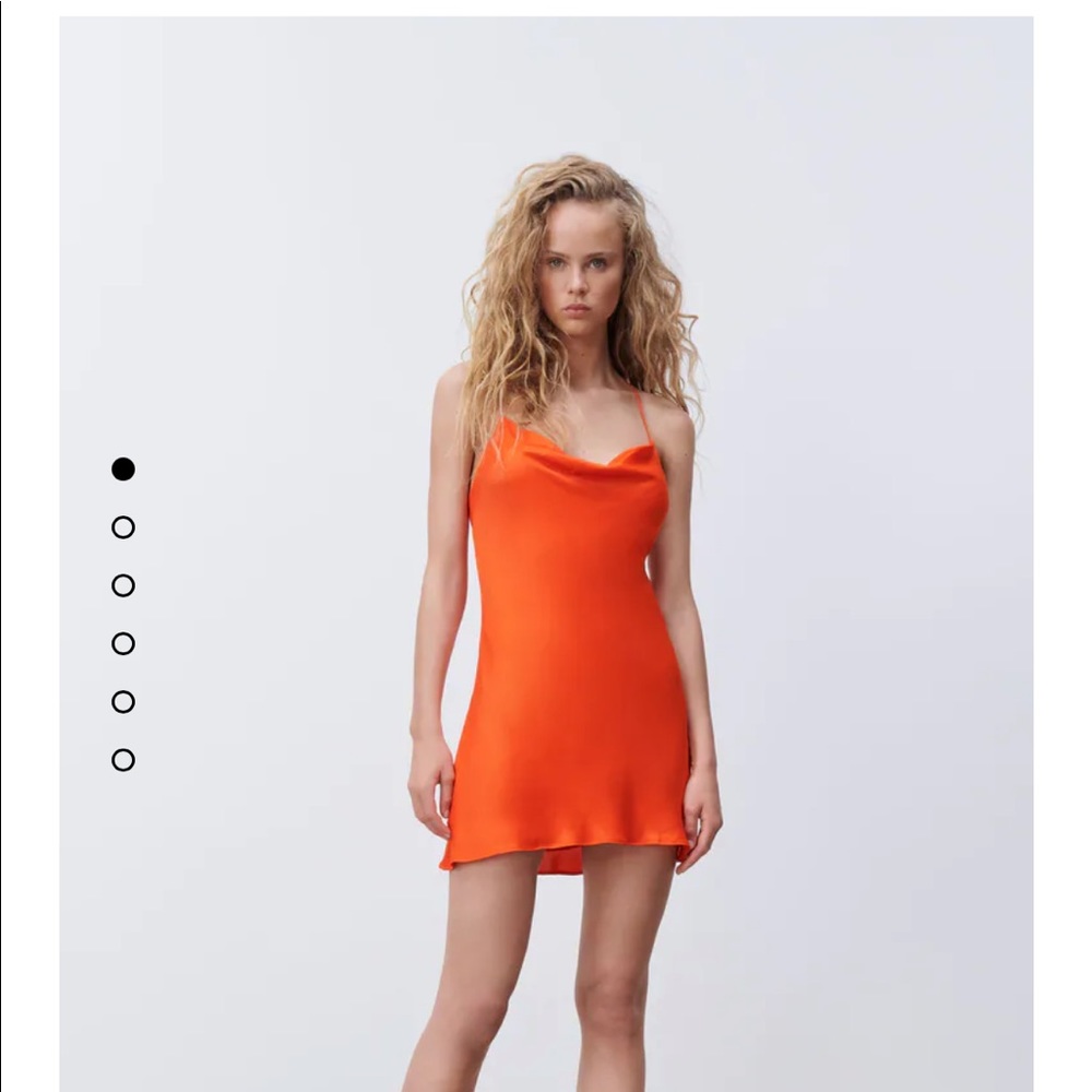 Brand new Zara satin dress w/ draped neckline and spaghetti straps that cross.